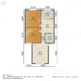 梁源(3期)2室2厅1卫67.99㎡南北50万