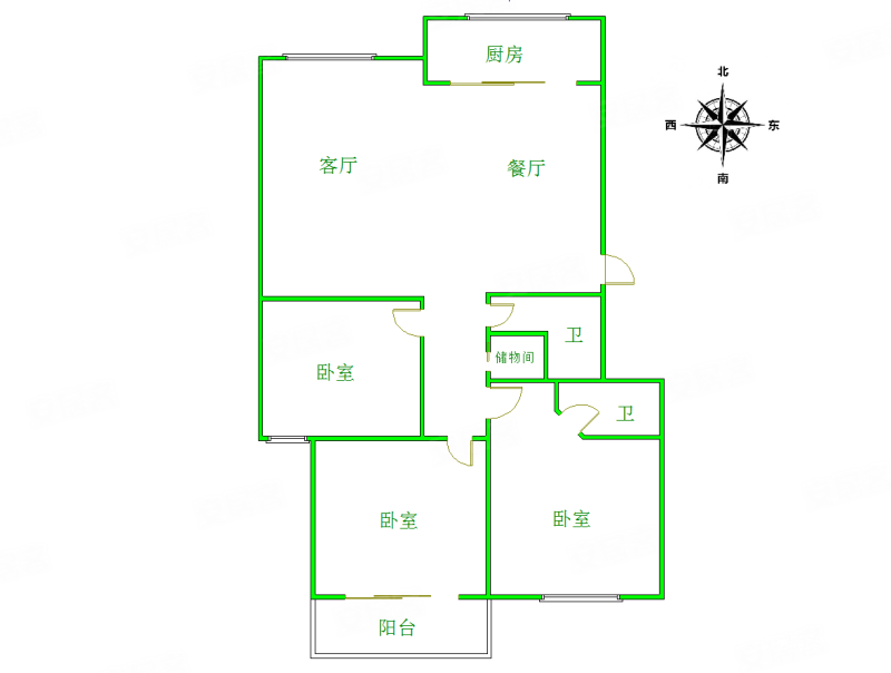 屏西名仕3室2厅2卫103.66㎡南北228万