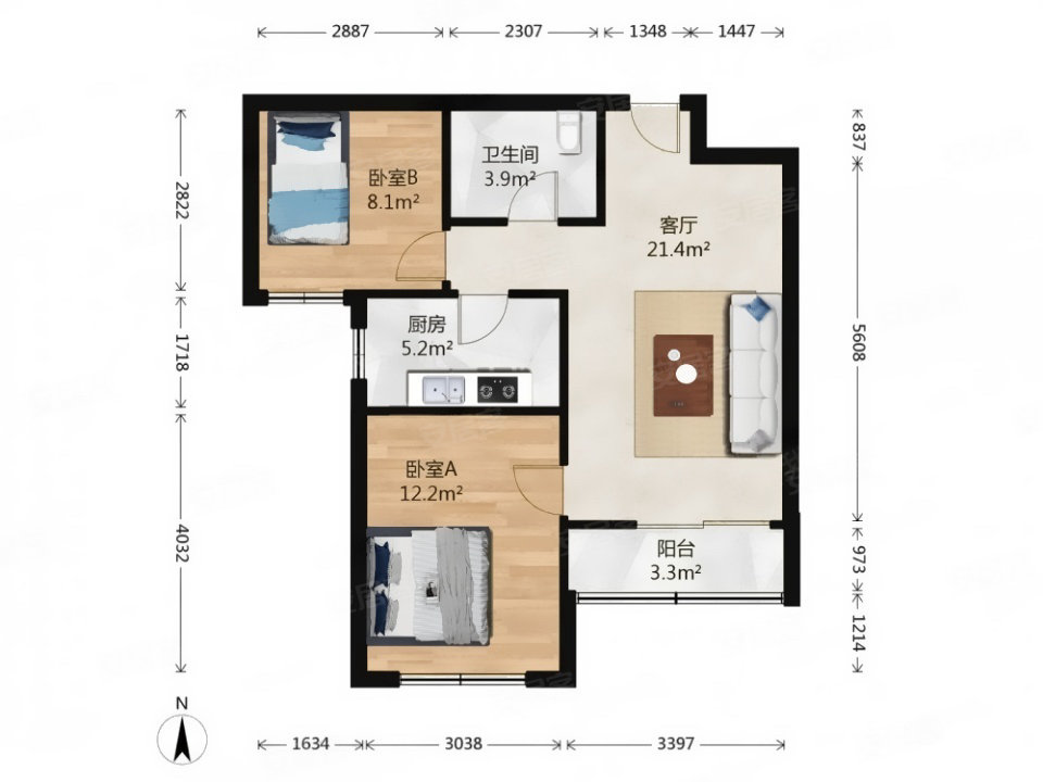 丽泽景园2室1厅1卫78.72㎡南580万