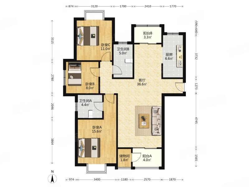 金月湾花园 正规三室 全明户型 不临快速 价格好谈 方便看房