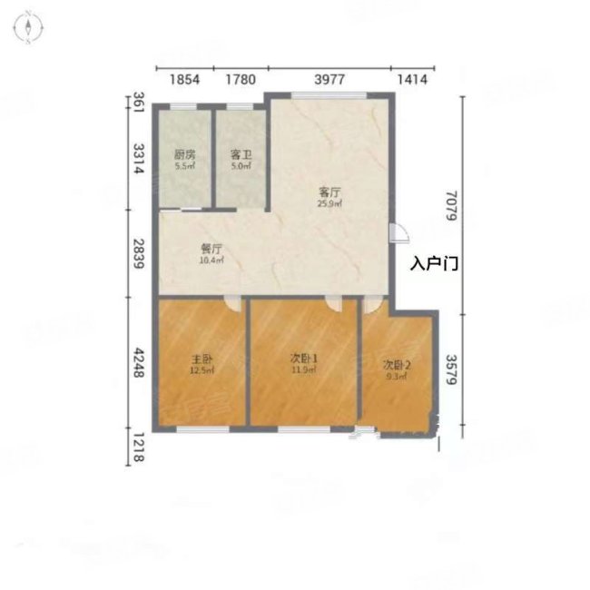 晟安瑞景苑3室2厅1卫113㎡南北87.9万