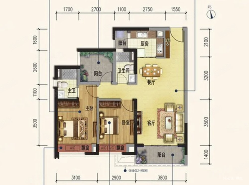 融创望江府精装三房南北对流