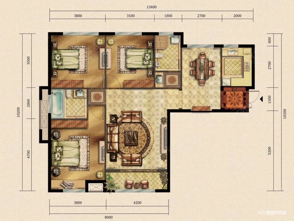 华远三千院3室2卫拎包入住 70万