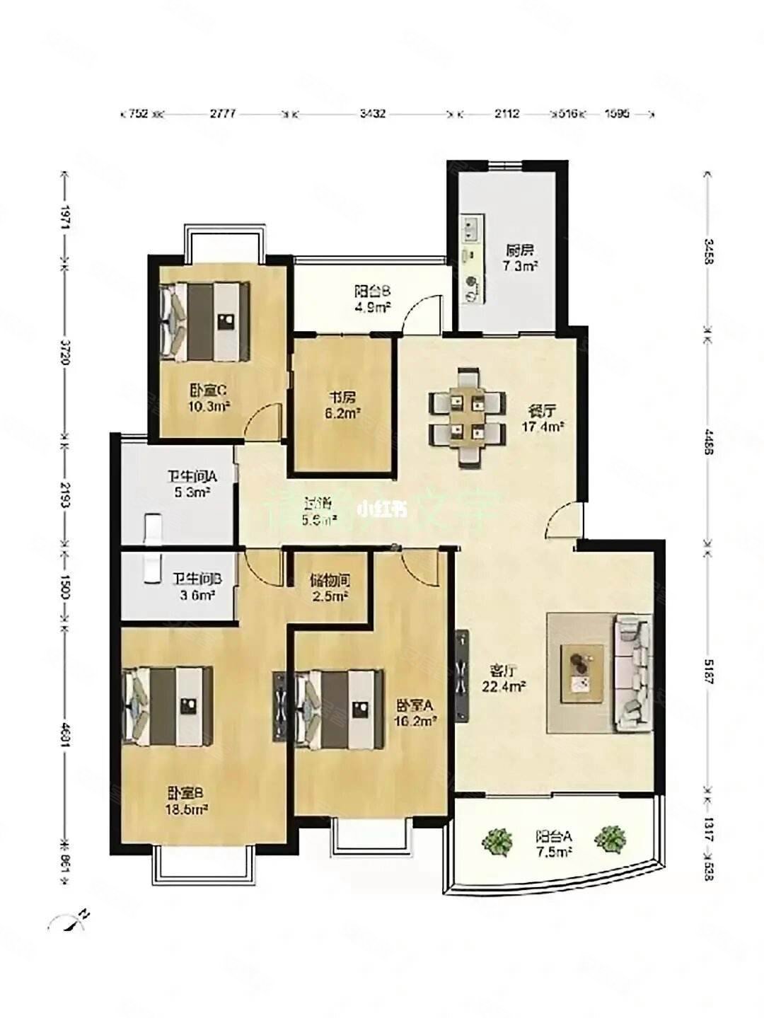金地天逸130平做四房一平12900元搭一个车位满二