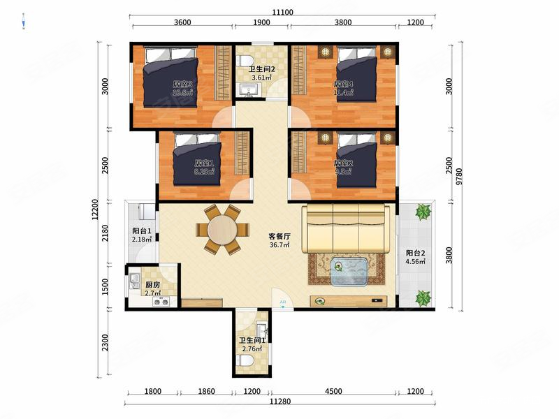 新出上梅林大四房,120平, 楼层,高使用率,5字头,先科花园二手房,599万