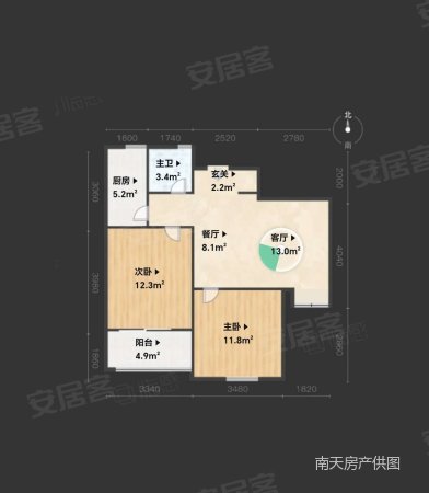 汇嘉新园(北区)2室1厅1卫69.79㎡南110万