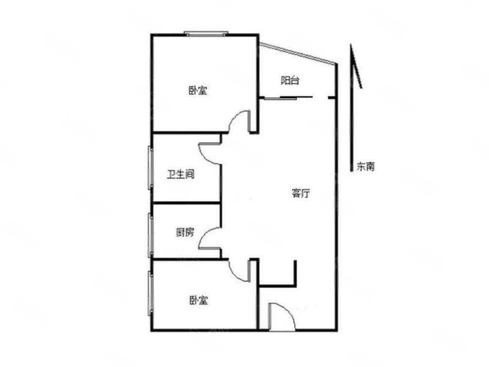 双城世纪大厦2室1厅1卫63.22㎡南北0万