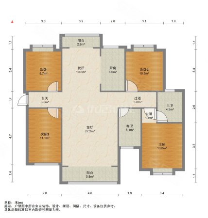 新外滩4室2厅2卫143.81㎡南北66.8万