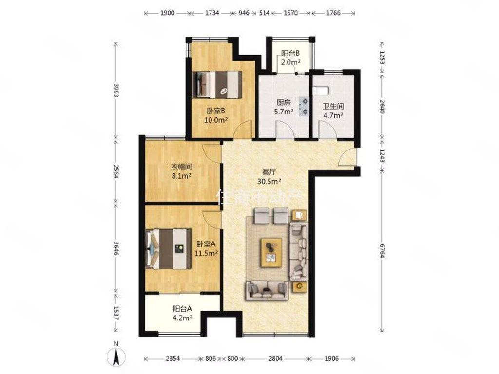 中建溪岸澜庭3室2厅1卫87.47㎡南北440万