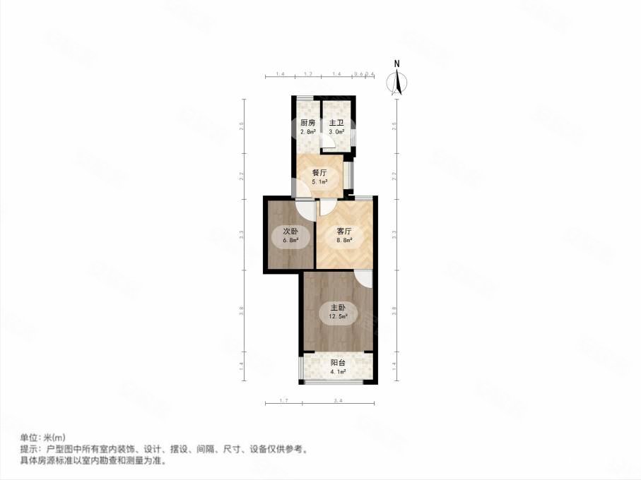 青山湖宾馆住宅区2室1厅1卫52.4㎡东北45万