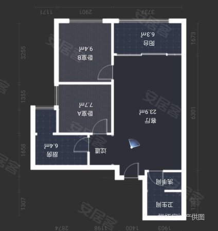 盛龙广场B区2室2厅1卫80㎡北89万