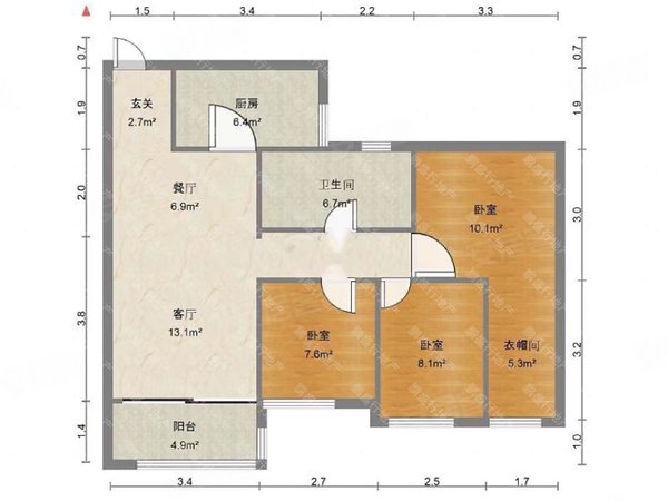 宝能城花园(东区) 3室2厅1卫 75平 配套齐全 电梯房,南山租房-深圳58