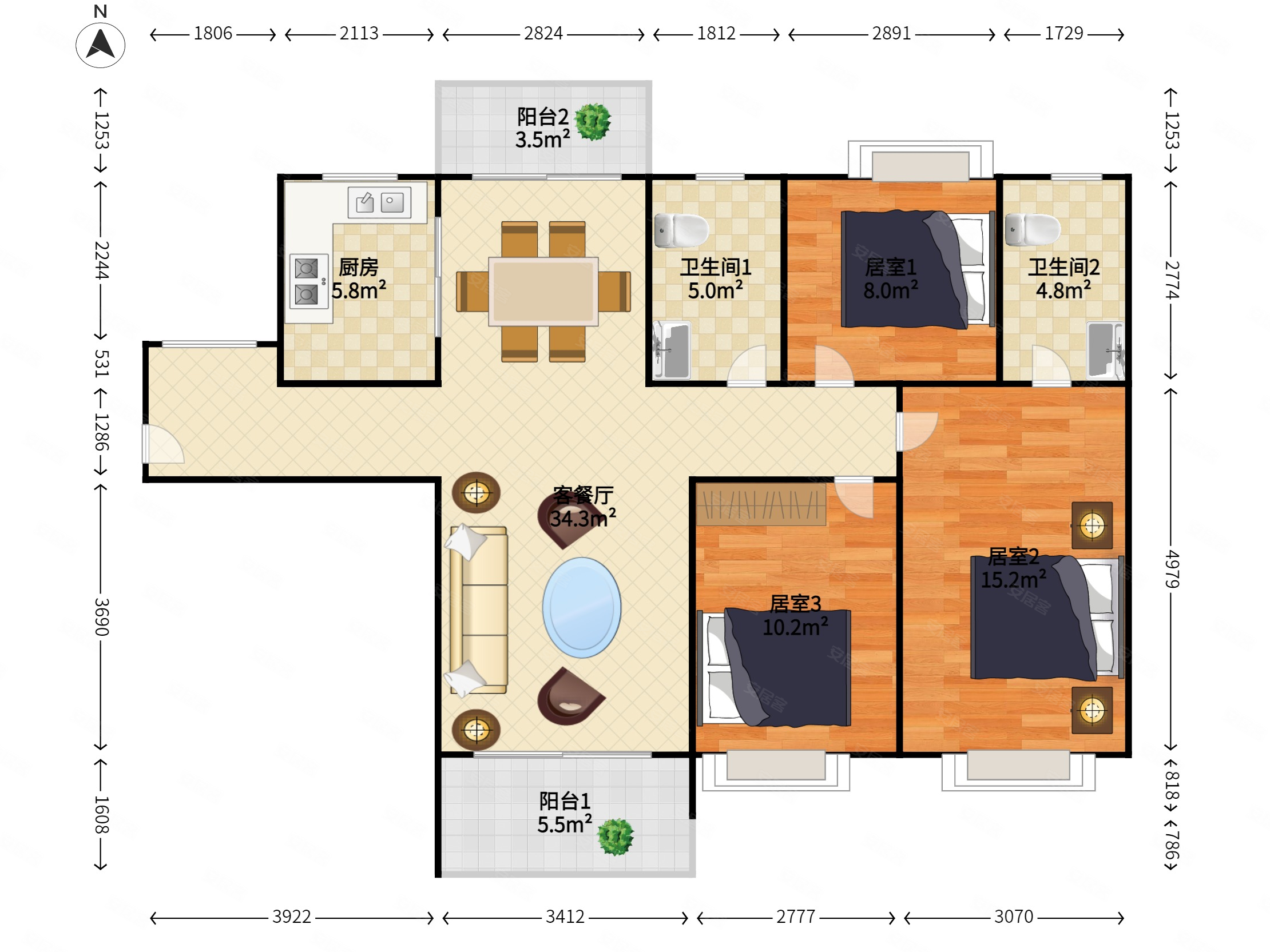 单价8千置业港口电梯南北对流大三房户型方正安静不靠路
