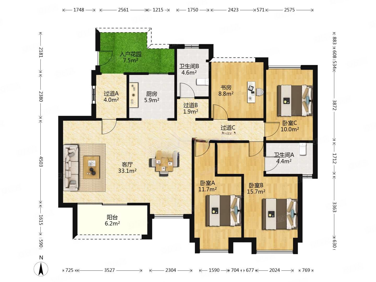富力城天禧1t2户纯洋房电梯入户带入户花园