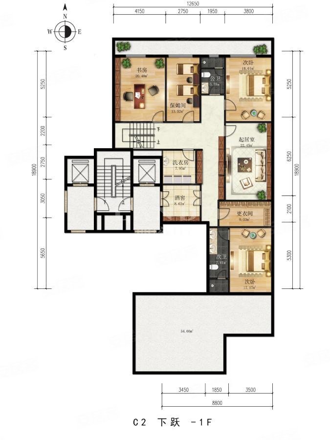 5室带保姆间,诚意出售,带卷帘门的车库,储物间,万柳书院二手房,8150万