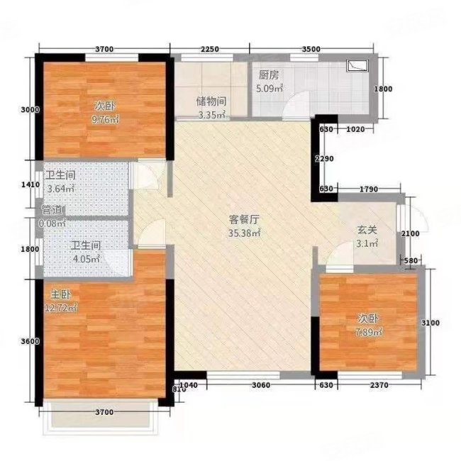 欣欣花园3室2厅1卫131㎡南北59万