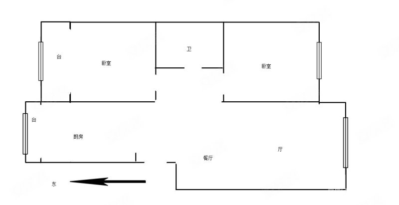 容彩公寓2室1厅1卫110.31㎡东西131万