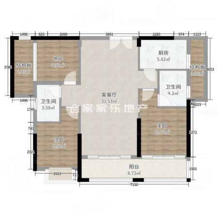 富华里3室2厅2卫110㎡南北75万