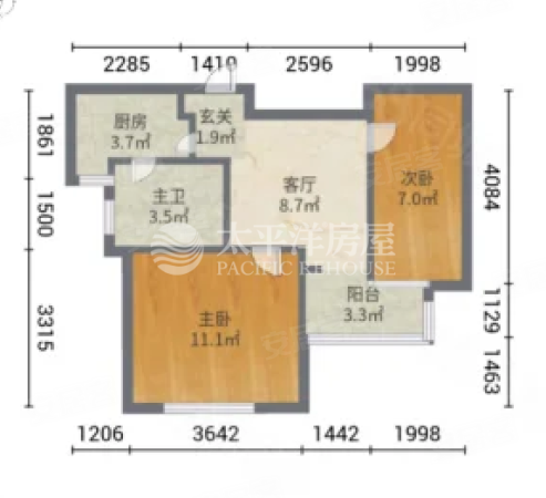 虹浦新城(南区)2室1厅1卫55.13㎡南189万