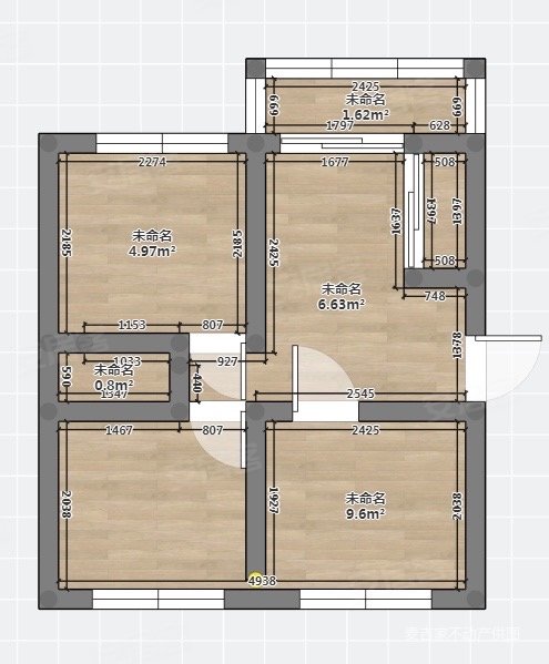 新华西社区铁一134二楼南北三室田字格户型