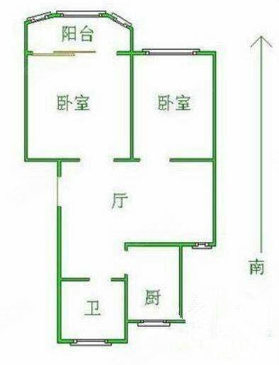 乘风(九区)2室2厅1卫60㎡南北27万