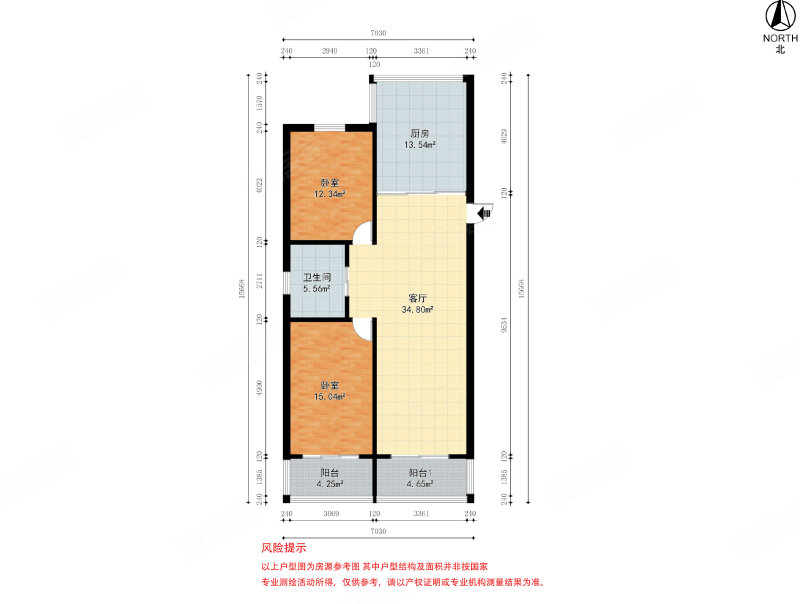 金玉苑2室1厅1卫101.46㎡南北710万