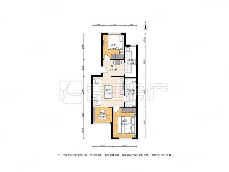 紫芳园(一区)2室2厅1卫78㎡南北595万