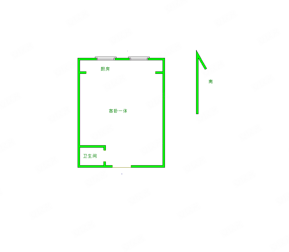 青竹园1室1厅1卫39㎡南北22万