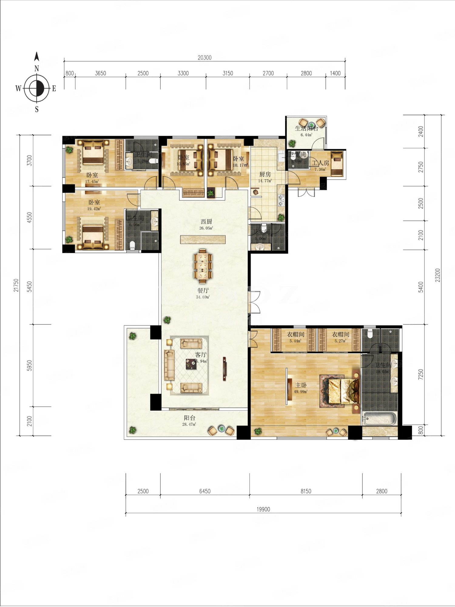 湖景5房,新天鹅堡(一二期)二手房,0万,5室2厅,4卫,374.