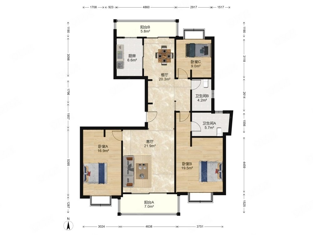 钥匙房丽都国际多层电梯元宝大套三双厅双卫有地下车位 丽都国际二手房 656万 3室2厅 2卫 145 77平米 青岛安居客