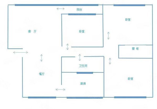 广达滨河新城c区3室2厅2卫120.53㎡南北68.5万