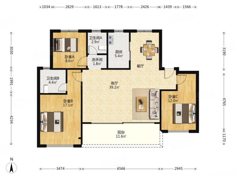 只要320 电梯洋房 大三房可做四房 大横厅带新风地暖空调,前山澜庭j区