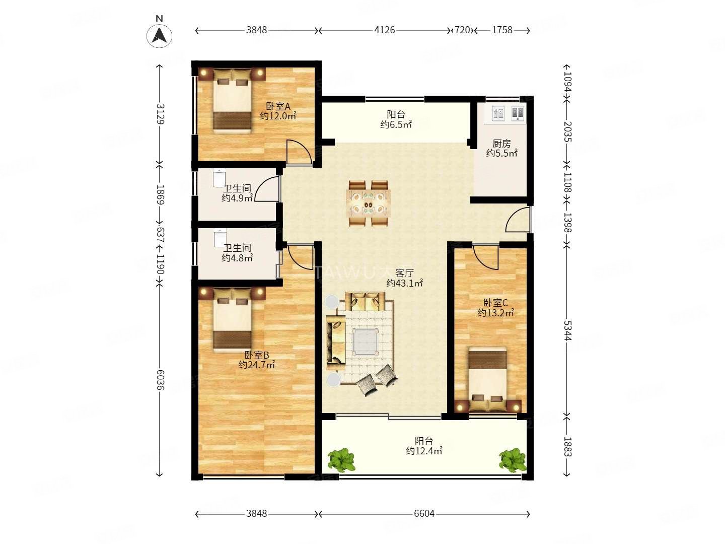 上海康城3室2厅1卫142.5㎡南728万