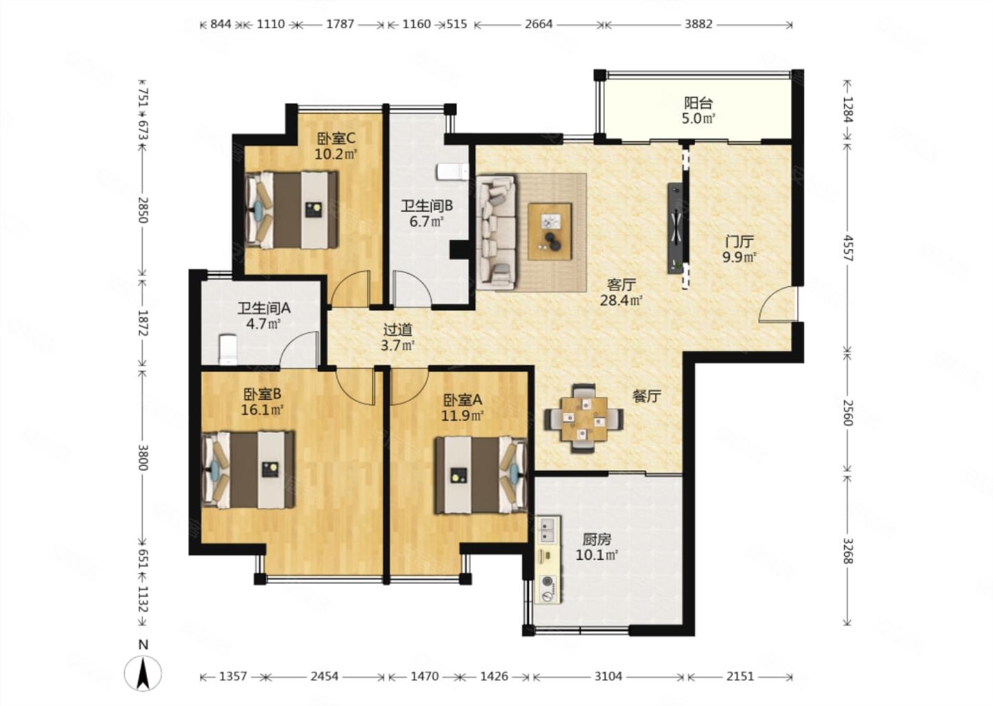 城南必看好房电视塔园林社区华城万象精装修31户型可按揭