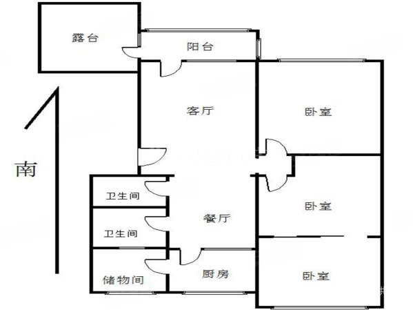 广播局家属楼2室2厅2卫130㎡南北100万