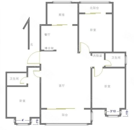 盛基国际3室2厅2卫156㎡南北105万