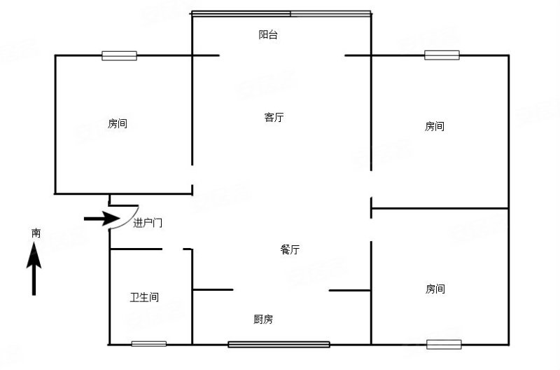 万花园小区3室2厅1卫96㎡南北109万