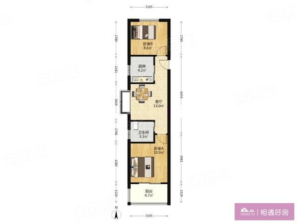 上海徐汇华泾馨宁公寓馨宁精装两房急租看房随时南北通透,可办居住证