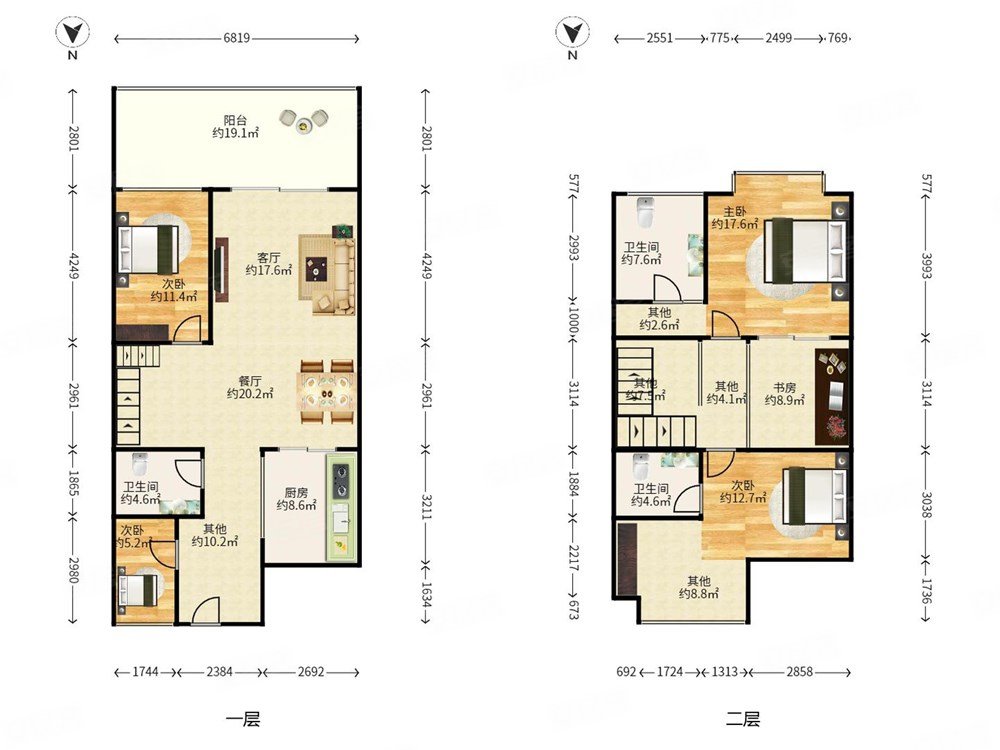 复式5房一线海景赠送100平蓝郡广场