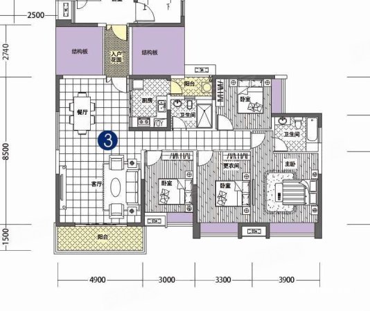 中天未来方舟h2组团5室2厅2卫160㎡南北150万