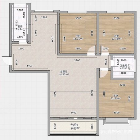 昌建外滩学府3室2厅1卫123㎡南北65万