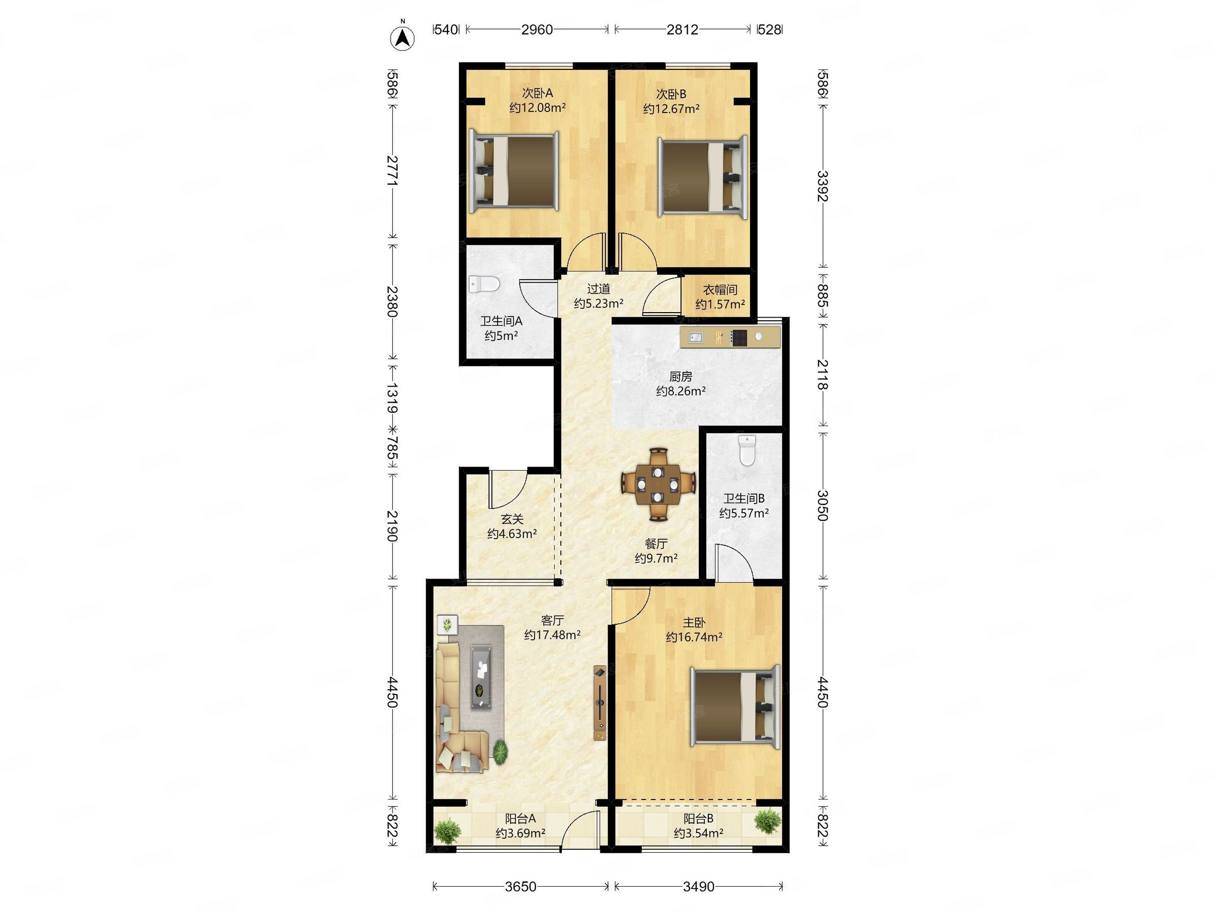 龙山华府,3居室,2厅