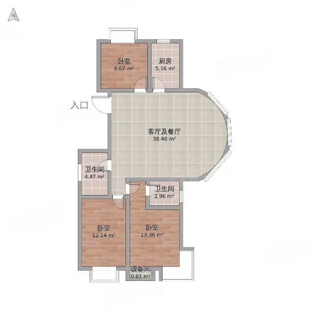 保利海公园2室1厅2卫110.54㎡南北58.6万