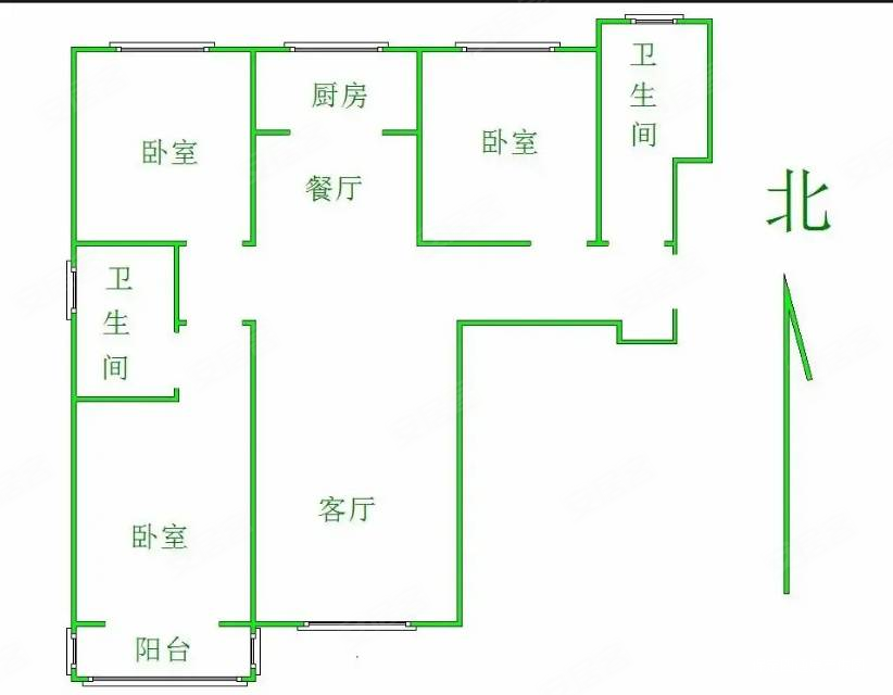 公园时代3室2厅2卫143.8㎡南北121万