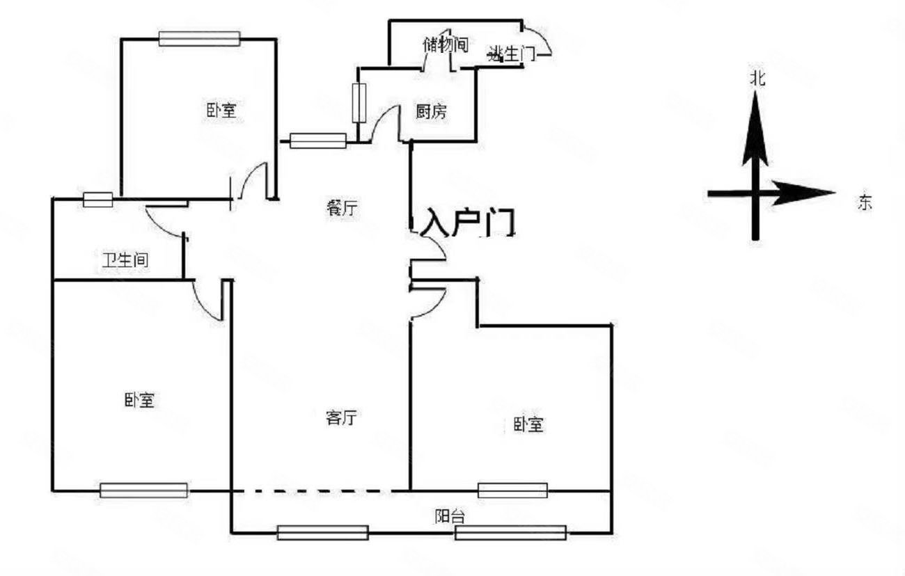 潍北花园3室2厅1卫131.4㎡南北75万
