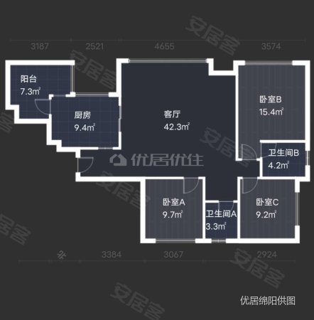 三江国际丽城澜岸3室2厅2卫110.7㎡南97万