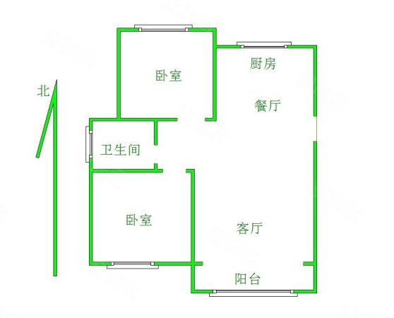 直隶新城文苑2室2厅1卫96㎡南北94.5万