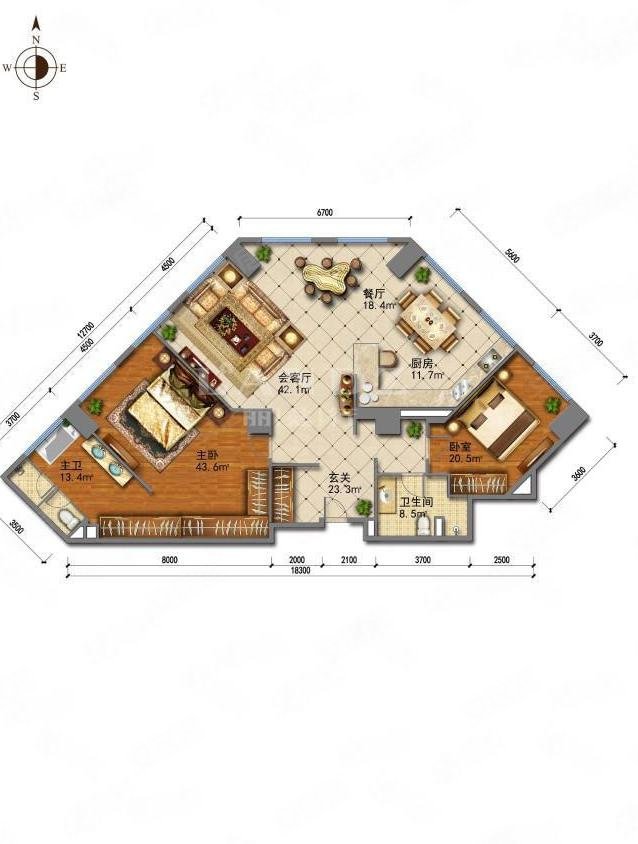 海外留学必看)370平复式仅1套)高层现房国贸精装大平层,梵悦108二手房