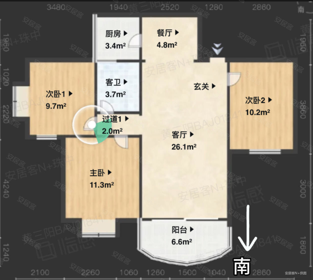 海荣新园3室2厅1卫78.82㎡南158万