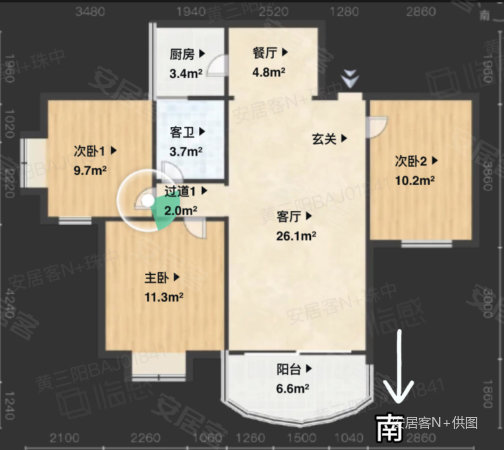 海荣新园3室2厅1卫78.82㎡南158万